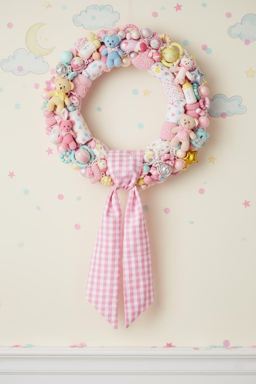 Skiennix Pink Plaid Wreath Sash - Versatile Front Door Decoration for Weddings & Holidays | Indoor/Outdoor Farmhouse Decor