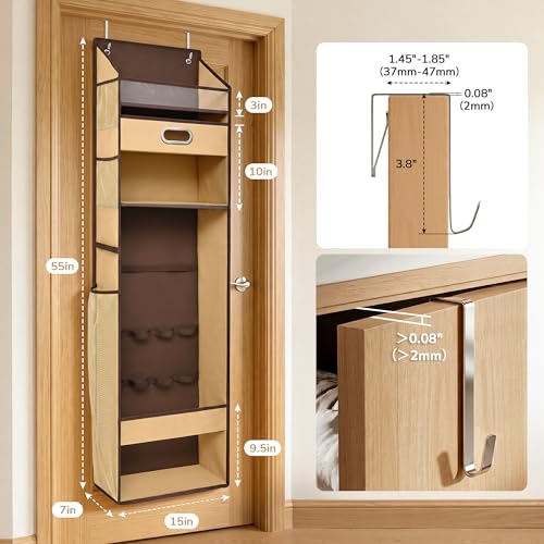 Over The Door Wrapping Paper Storage Organizer with Removable Drawer