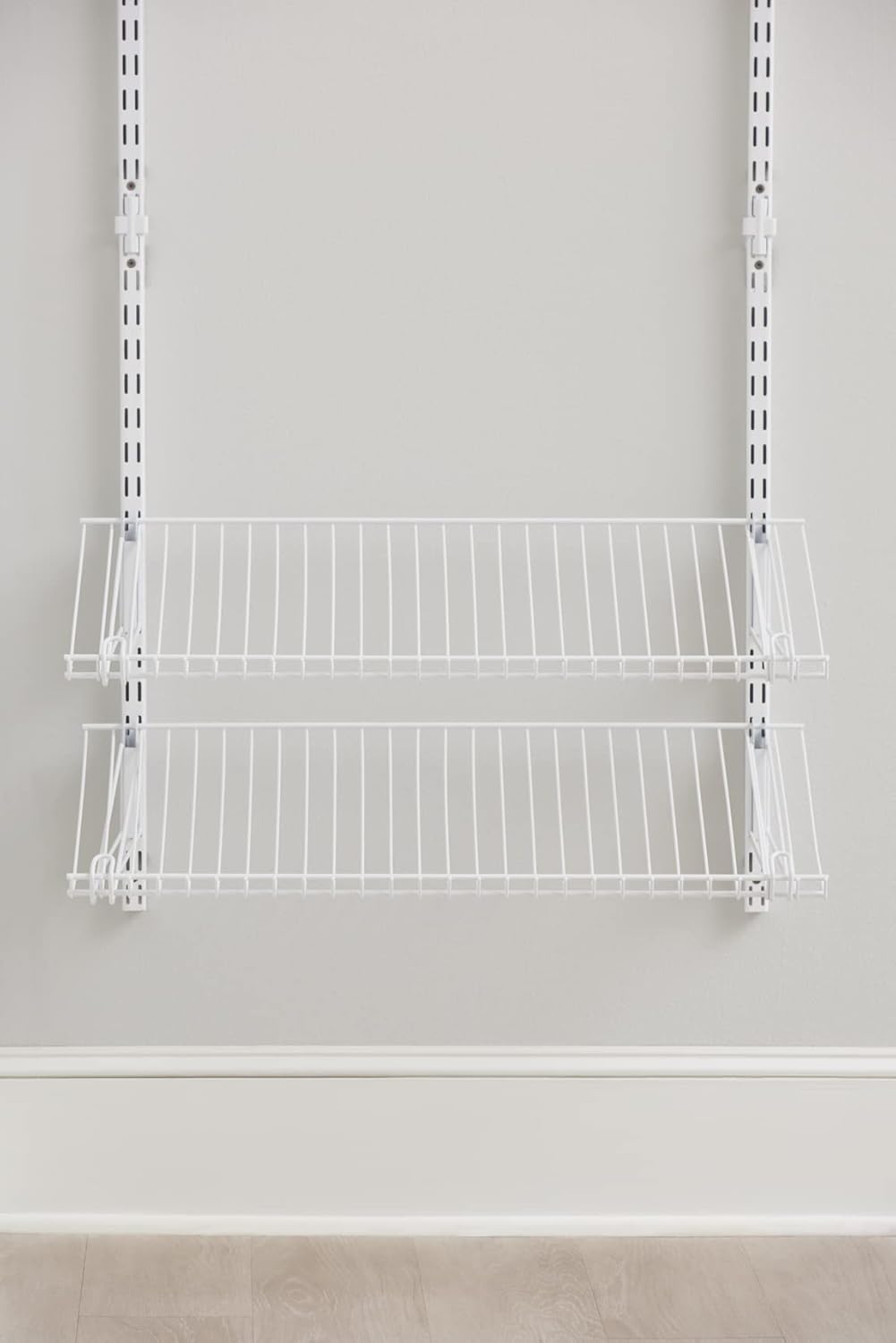 Rubbermaid Wall Mount Shoe Shelf - Customizable White Organizer for Home, Closet & Laundry
