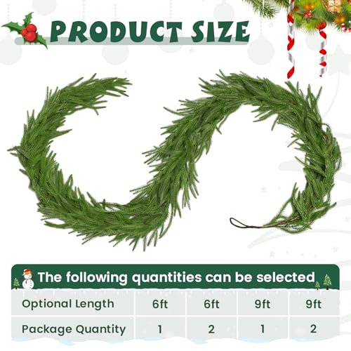 2Pcs 6 ft Norfolk Pine Garland for Mantel & Holiday Decor - VICAMB 6FT / 2