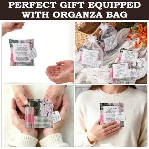 6-Pack Prayer Quilt Squares with Cross & Organza Bags - Christian Gifts