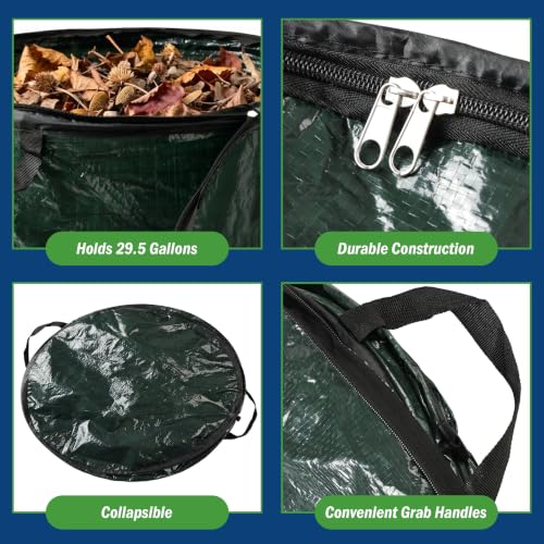 29.5-Gallon Pop-Up Outdoor Garbage Can Set of 2 Collapsible Trash Bins