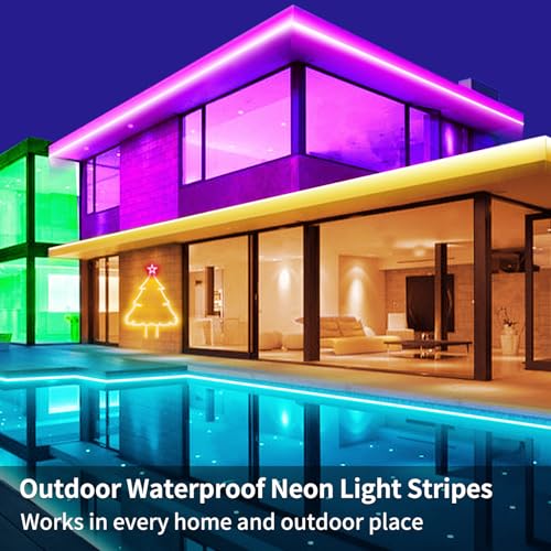 segrass 32.8FT RGB Neon Rope Light with App & Remote - Waterproof Outdoor LED Strip for Bedroom & Gaming Setup