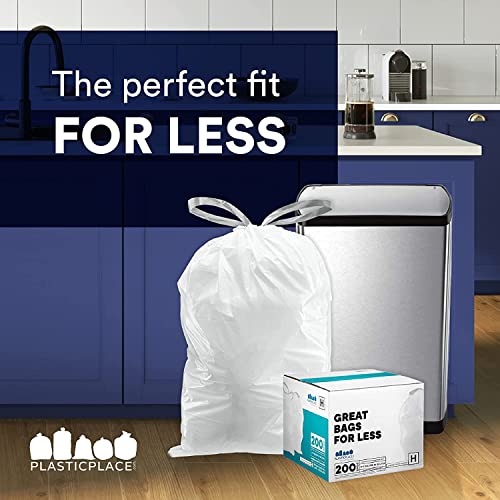Custom Fit Code H Drawstring Trash Bags - 8-9 Gallon Liners (200 Count)