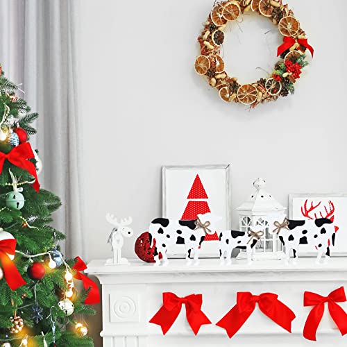 3 Pcs Wooden Cow Tiered Tray Decor, Rustic Farmhouse Table Centerpiece