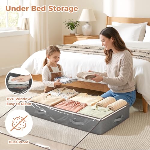 95L Under Bed Storage Containers 4 Pack Foldable Closet Organizers