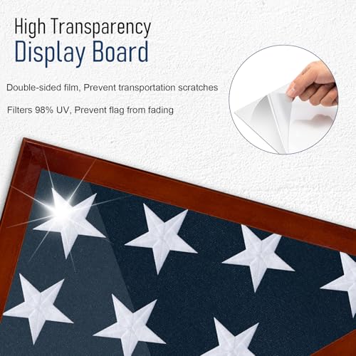 Solid Wood Burial Flag Display Case for 5x9.5 Flag - Memorial Shadow Box