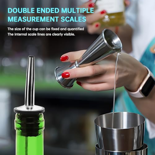 Eispap Silver Double Sided Stainless Steel Cocktail Jigger 1 oz & 2 oz