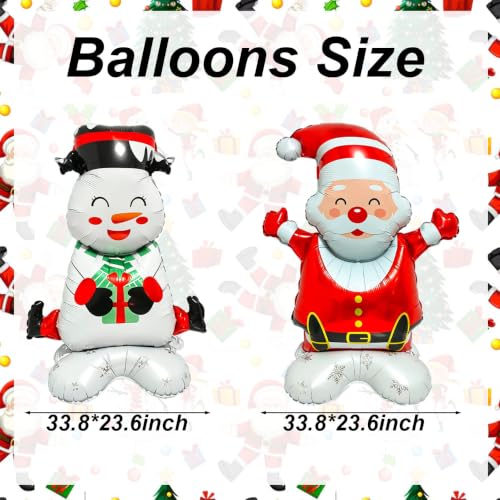 Self Standing Christmas Balloons Set - Santa Claus & Snowman Decor