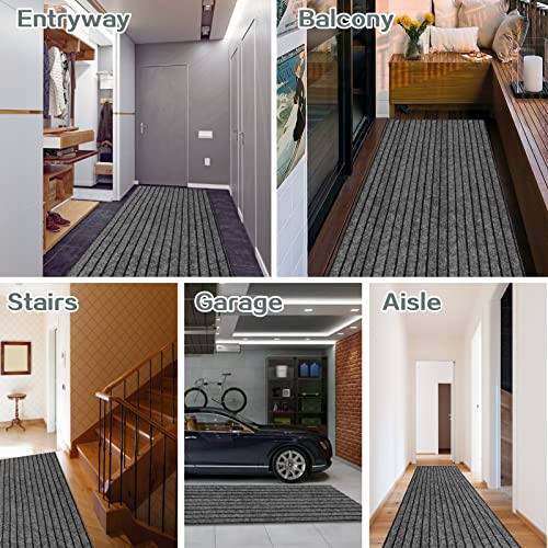 Non-Slip Striped Runner Rug for Hallway, Kitchen, and Laundry Room