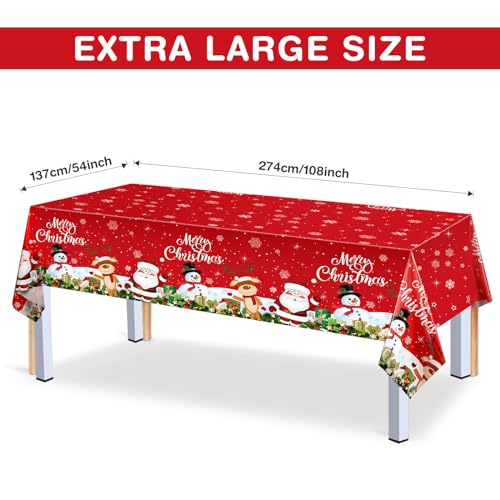 Tiamon 3 Pack Christmas Snowflake Tablecloths 108 x 54 in Disposable Red