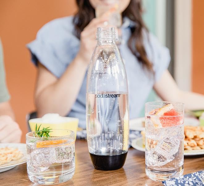 1L Reusable Carbonated Water Bottles - 2 Pack, Dishwasher Safe Slim
