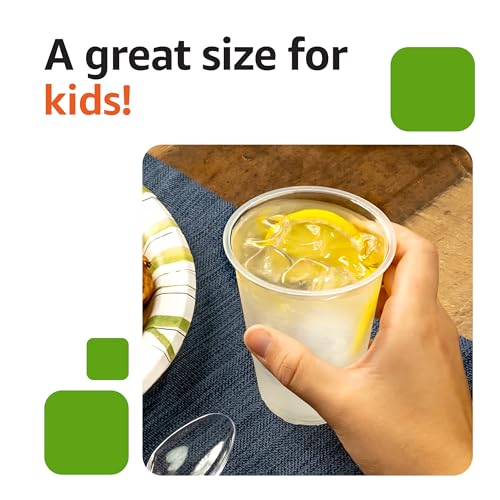 Amazon Basics Small Disposable Clear Plastic Cups, 9oz, 100 Count