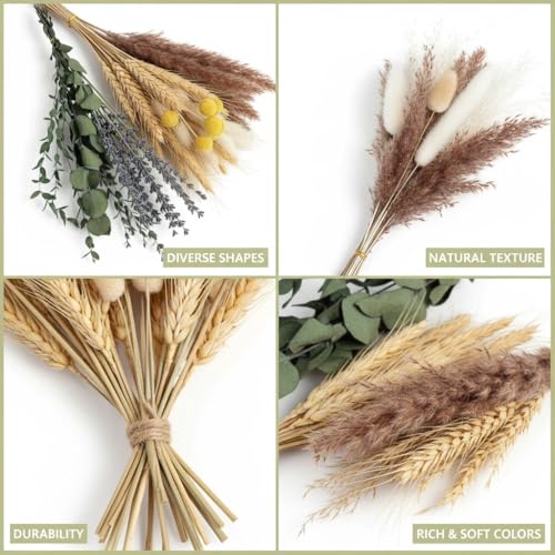 500-Piece Dried Pampas Grass Bouquet - 17-Inch Boho Floral Decor