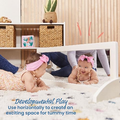 Toddler Wooden Bi-Directional Floor Mirror - Shatter-Resistant Montessori Mirror