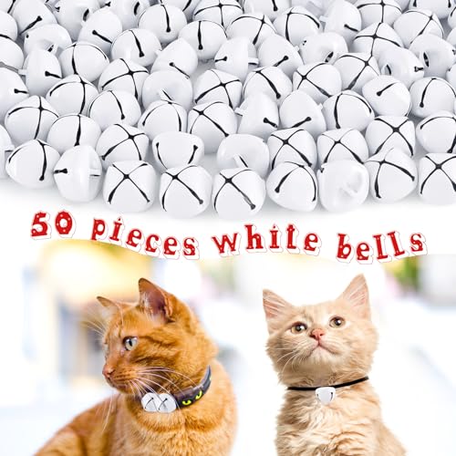 1-Inch White Jingle Bells for Crafts - 50 Pcs Metal Christmas Bells