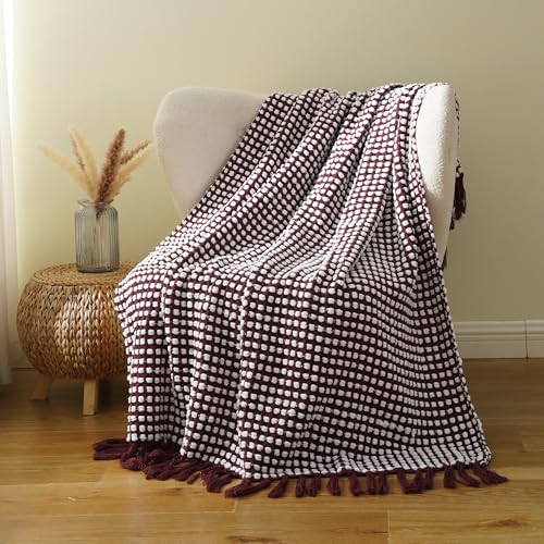 Battilo Red Textured Dot Throw Blanket 50x60 Inches - Ultra-Soft & Cozy