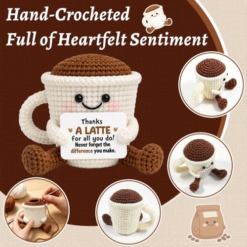 Latte Crochet Coffee Cup Plush Gift for Anniversary & Birthday - ALLEN ADMONDS Latte Variation