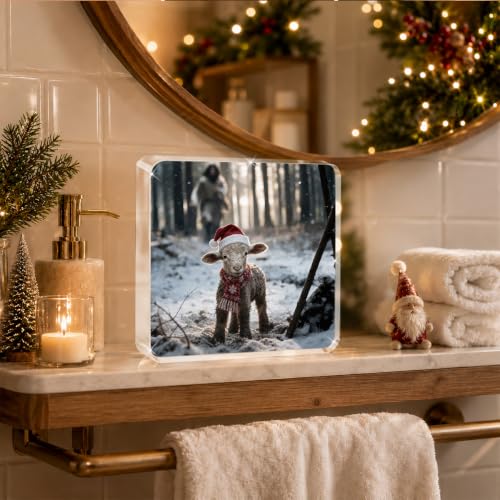 Christian Christmas Lamb Decor - Religious Desk Art for Holiday Season - HKDGVRTB Christian1