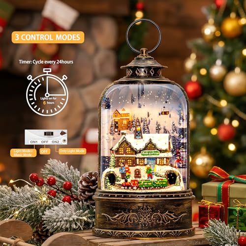 Lighted Musical Christmas Snow Globe Water Lantern - Train Station