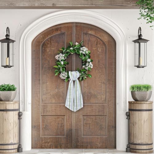Seersucker Wreath Sash for Front Door Colorful Stripe Garland Ribbon