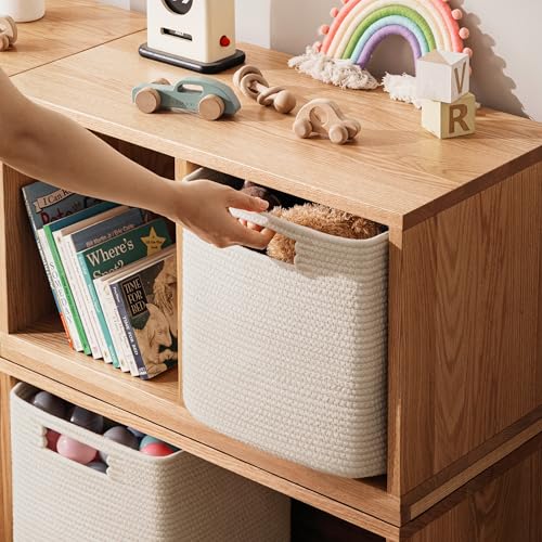 Cotton Rope Storage Cubes 4-Pack Woven Baskets for Shelves