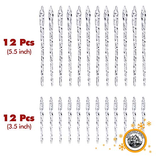 Twisted Clear Glass Icicle Ornaments - Set of 24 Christmas Tree Decorations