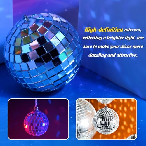40 Pcs Mini Disco Ball Ornaments, 5 Sizes Silver Mirror Party Decorations