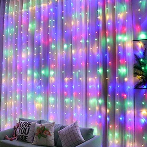 Multicolor 300 LED Window Curtain String Lights with Remote & USB Waterproof for Christmas Party