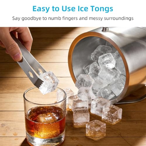 3L Double-Wall Stainless Steel Ice Bucket with Lid & Tongs for Parties