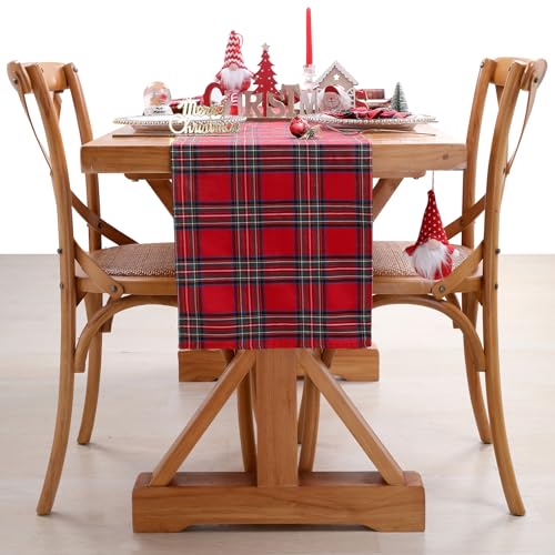 2 Packs Red Buffalo Plaid Table Runners 13x84 Inch – Christmas Decor