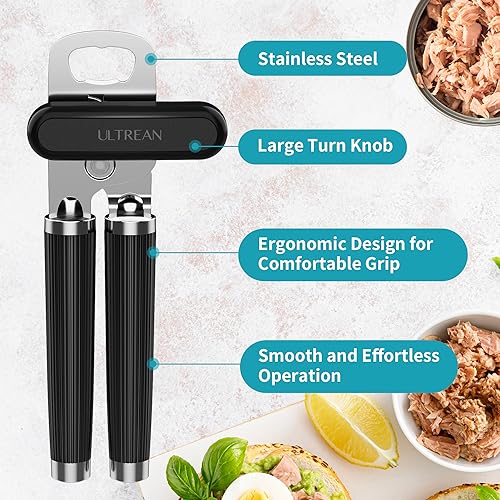 Heavy Duty Manual Can Opener, Stainless Steel Smooth Edge Handheld Tool