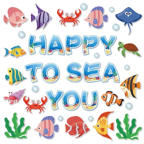 Ocean Bulletin Board Decorations Set - 64 Pcs Under The Sea Cutouts