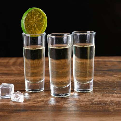 BTGLLAS 2 Pack Tall Heavy Base Shot Glasses - Clear 2 oz Tequila & Liquor Cups (2PCAK Tall)