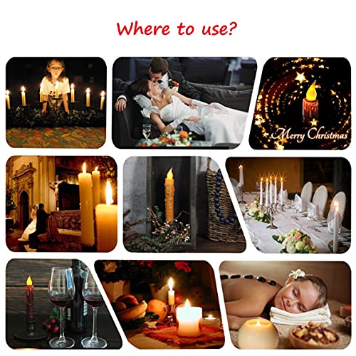 CVHOMEDECO 6 Pack Orange Hand Dipped Flameless LED Taper Candles with Timer, Rustic Primitive Decor