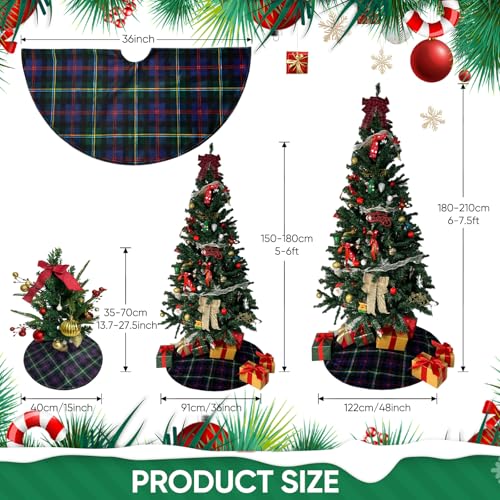 JHSLAJ Malcolm Tartan Christmas Tree Skirt 36 Inch Dark Blue & Green