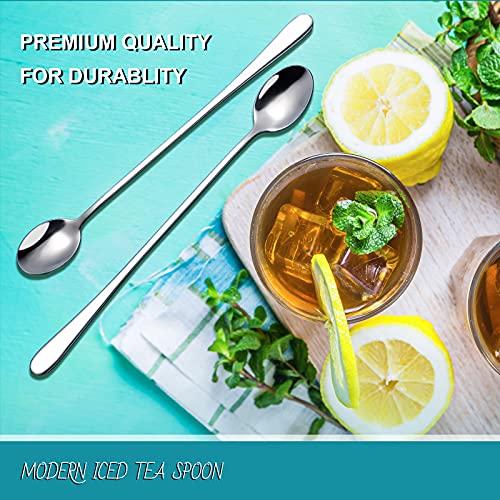 9-Inch Stainless Steel Long Handle Iced Tea and Cocktail Spoons, Set of 4