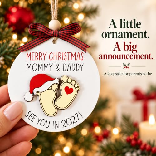 Katinat CL Foot 2026 Pregnancy Ornament – Expecting Mommy & Daddy Christmas Keepsake