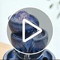 Ceramic Tabletop Fountain with Rolling Ball – Indoor Water Feature, Blue
