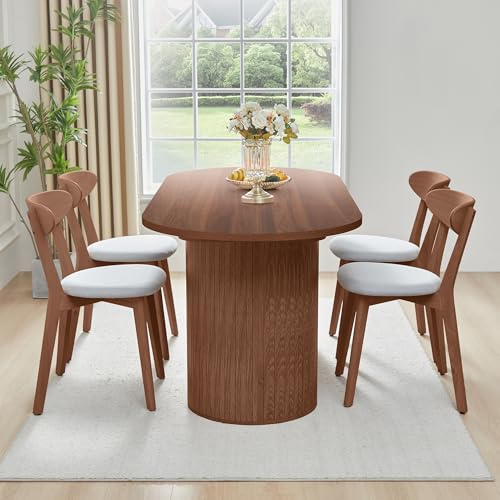 70-Inch Oval Dining Table, Modern Farmhouse Kitchen Table for 4-6 People
