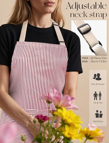2-Pack Kitchen Cooking Aprons with Pockets, Adjustable Chef Apron