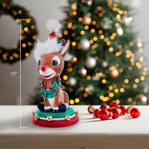 Rudolph Red-Nosed Reindeer 12-Inch Wooden Hollywood Nutcracker Figurine