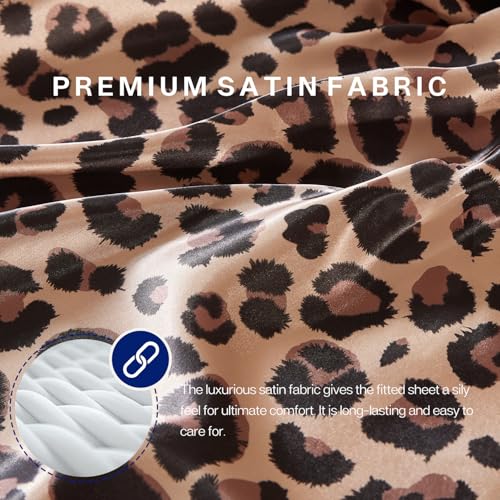 Satin Fitted Sheet Full Size with Elastic Corner Straps, 15-Inch Deep Pocket