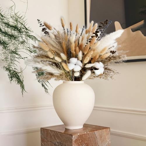 Natural Dried Flower Bouquet with Pampas Grass & Eucalyptus for Boho Home Decor