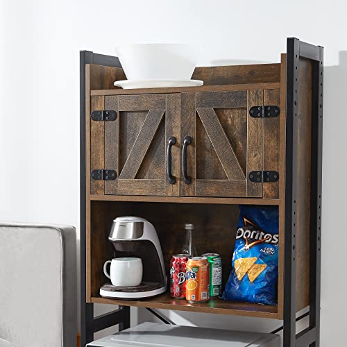 Mini Fridge Hutch Organizer - Dark Wood Storage Shelf for Dorm Kitchen