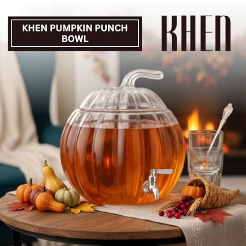2-Gallon Glass Pumpkin Beverage Dispenser with Spigot for Parties