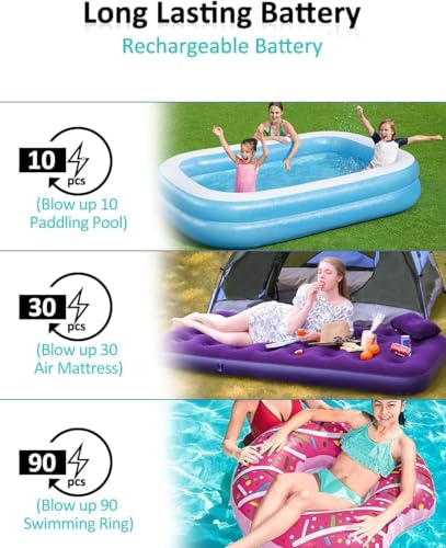 Cordless Electric Air Pump for Inflatables - Rechargeable, Portable Inflator for Pool Floats & Air Mattresses