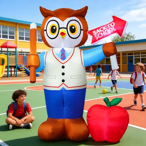 5FT Back to School Inflatable Professor Owl - LED Blow Up Yard Decor