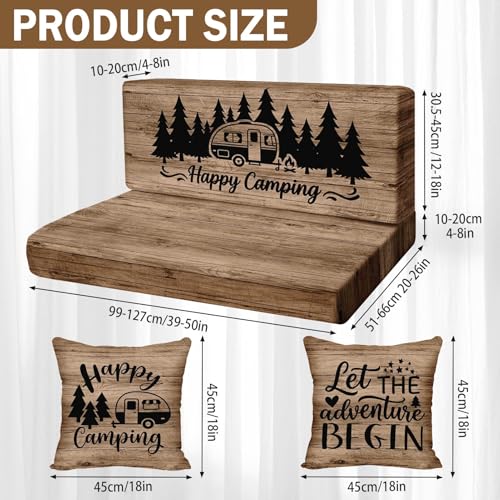 RV Dinette Cushion Covers Set - 6 Pcs Soft Washable Rustic Brown