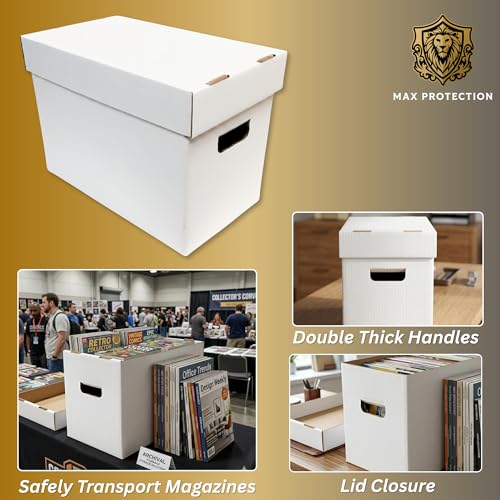 Heavy-Duty Magazine Storage Boxes with Lids, 5-Pack Corrugated File Organizers